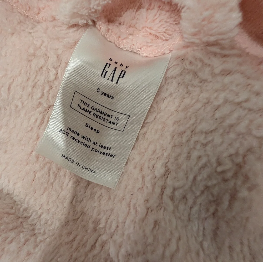 Gap Size 5 Robe Girls Soft Pink Hooded Bear Ears Cozy